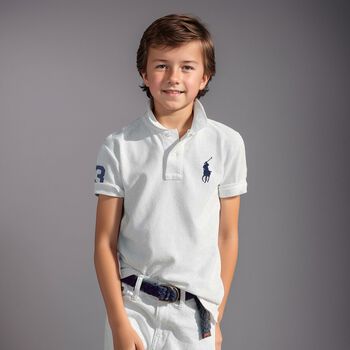 Boys White Logo Polo Shirt