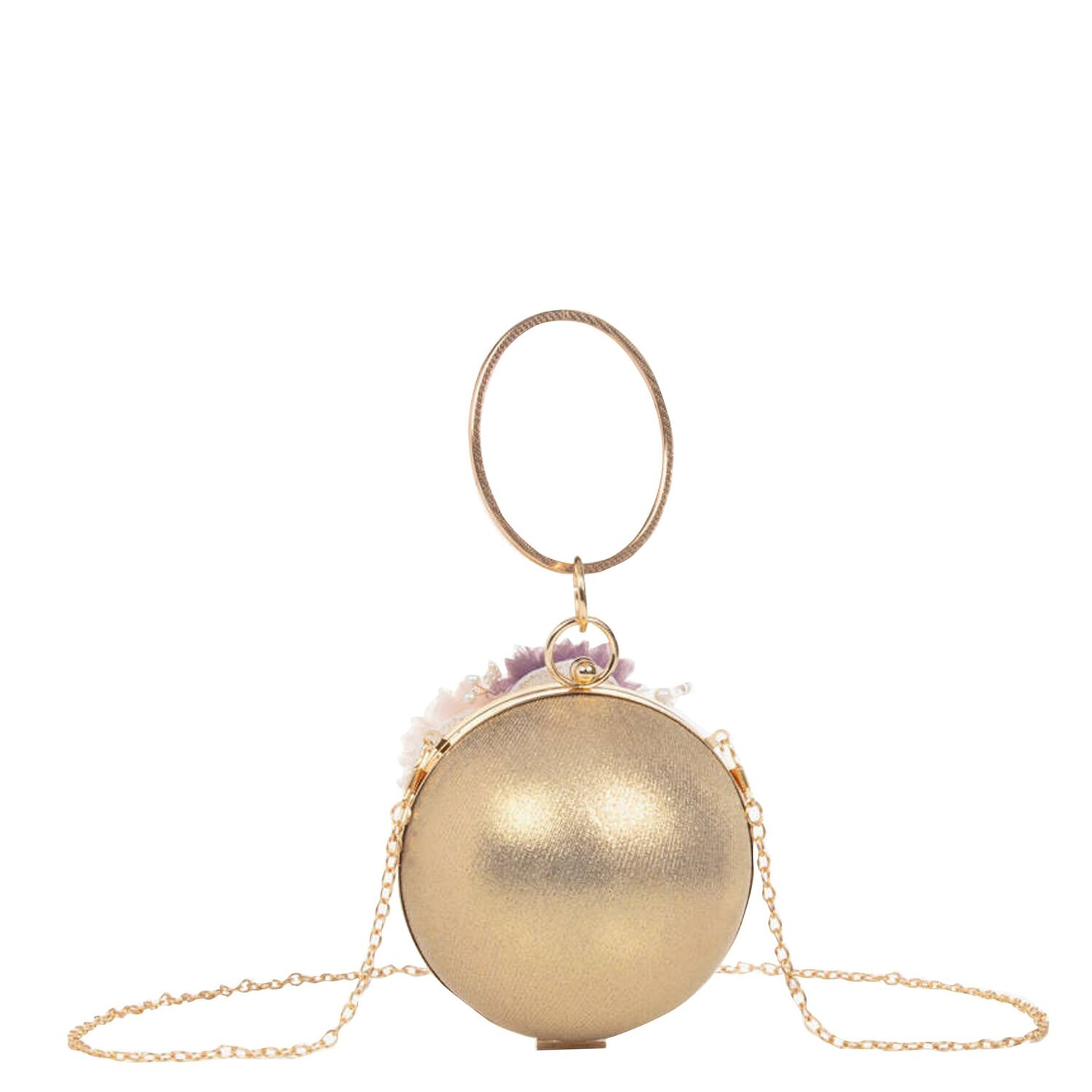 Girls Gold Flower Ball Bag, 1, hi-res