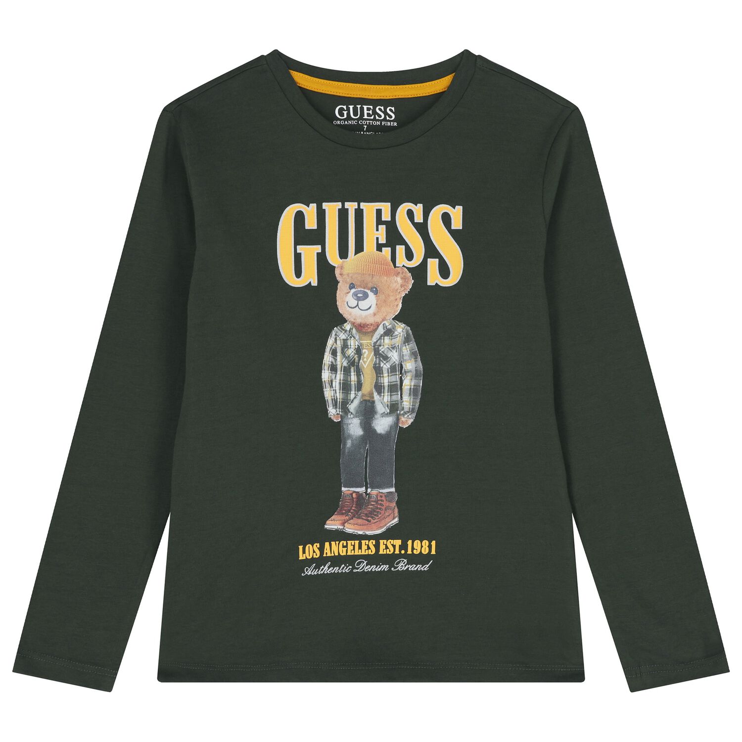 Boys Green Teddy Bear Long Sleeve Top, 4, hi-res