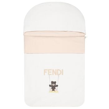 White & Beige Teddy Bear Logo Baby Nest