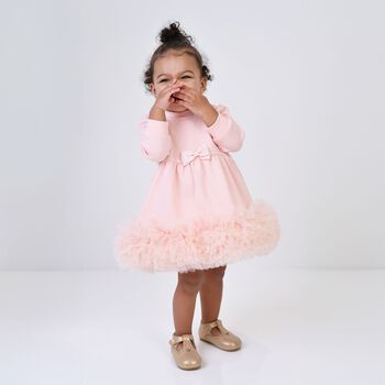 Baby Girls Pink Tulle Ruffle Hem Dawn Dress