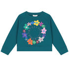 Girls Green Floral Logo Tracksuit, 1, hi-res