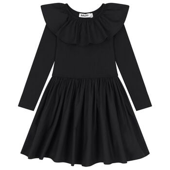 Girls Black Ruffled Dress 