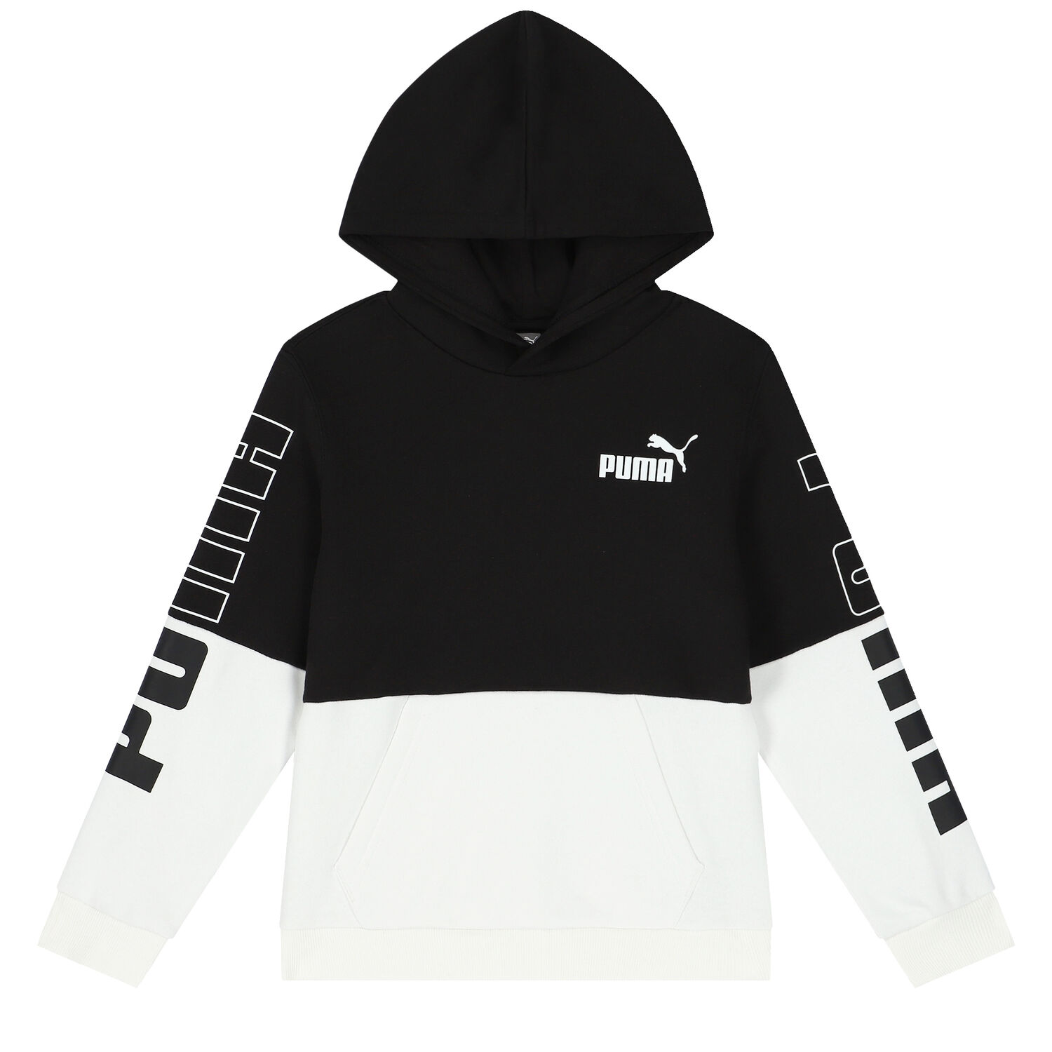Boys Black & White Logo Hooded Top, 1, hi-res