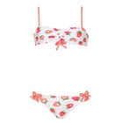 Girls White Strawberry Crush Bandeau Bikini, 1, hi-res