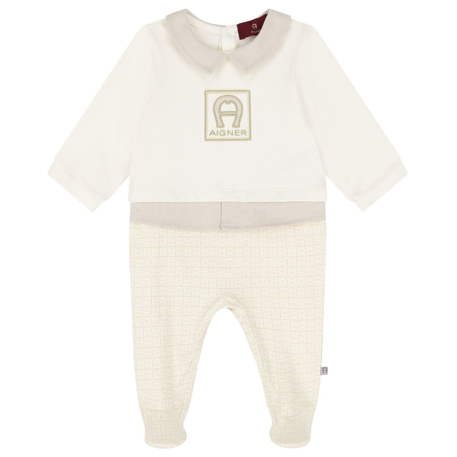 Ivory & Gold Babygrow, Hat & Bib Gift Set, 1, hi-res