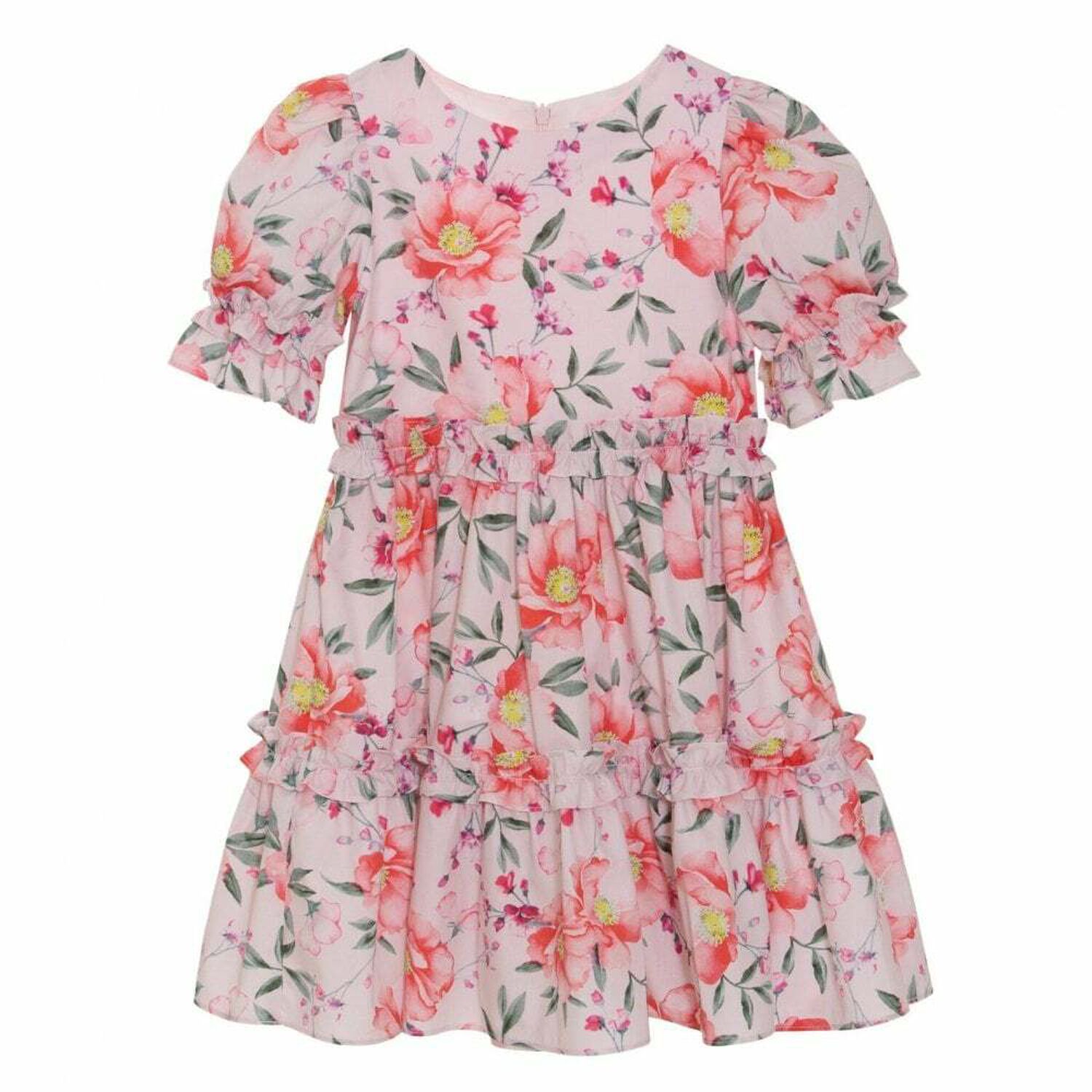 Girls Pink Floral Dress, 1, hi-res
