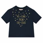 Girls Navy & Gold Crop Top, 2, hi-res