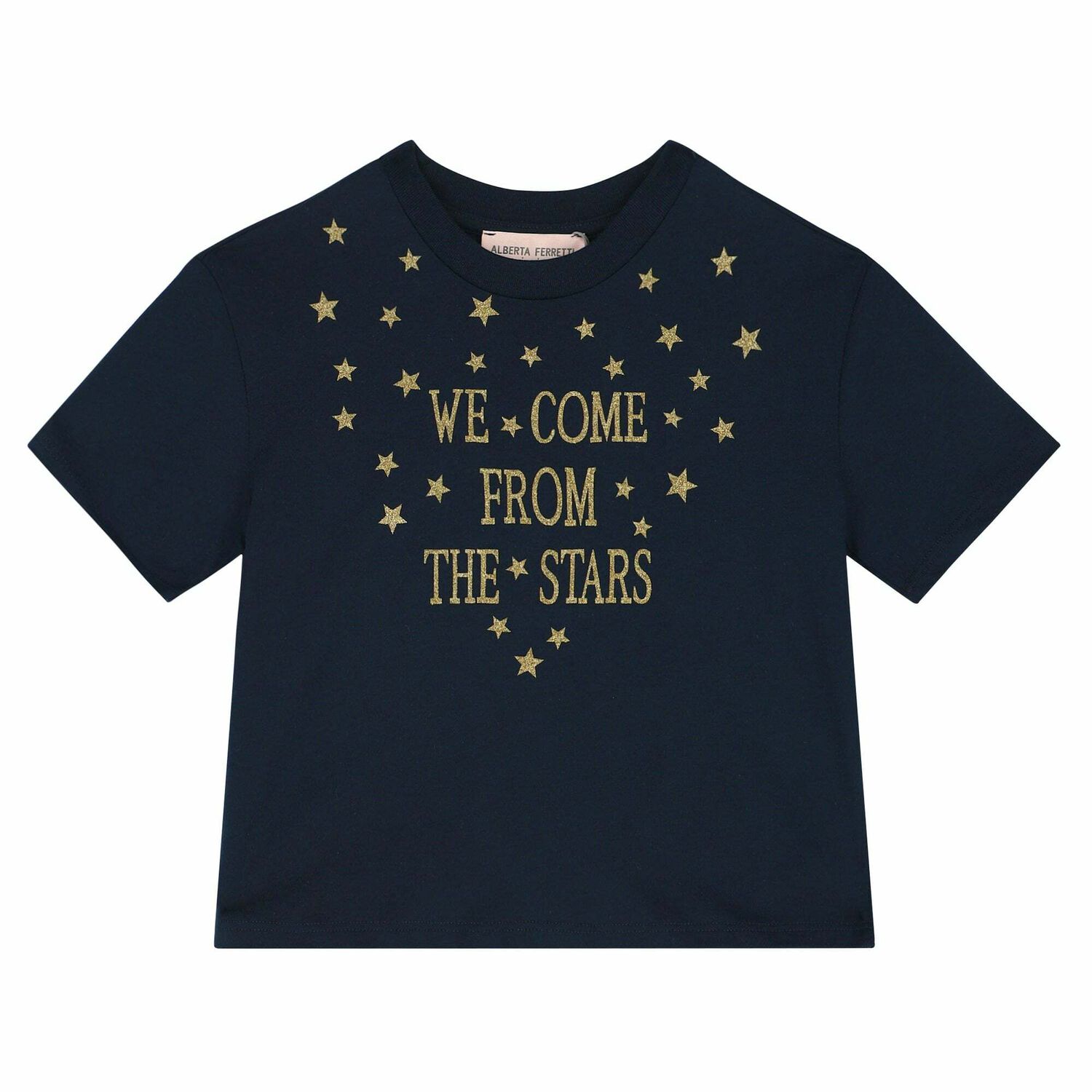 Girls Navy & Gold Crop Top, 2, hi-res