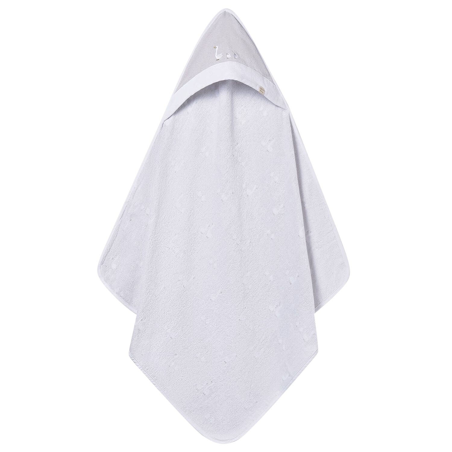 White  & Grey Hooded Towel, 1, hi-res