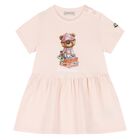 Younger Girls Pink Teddy Bear Dress, 1, hi-res