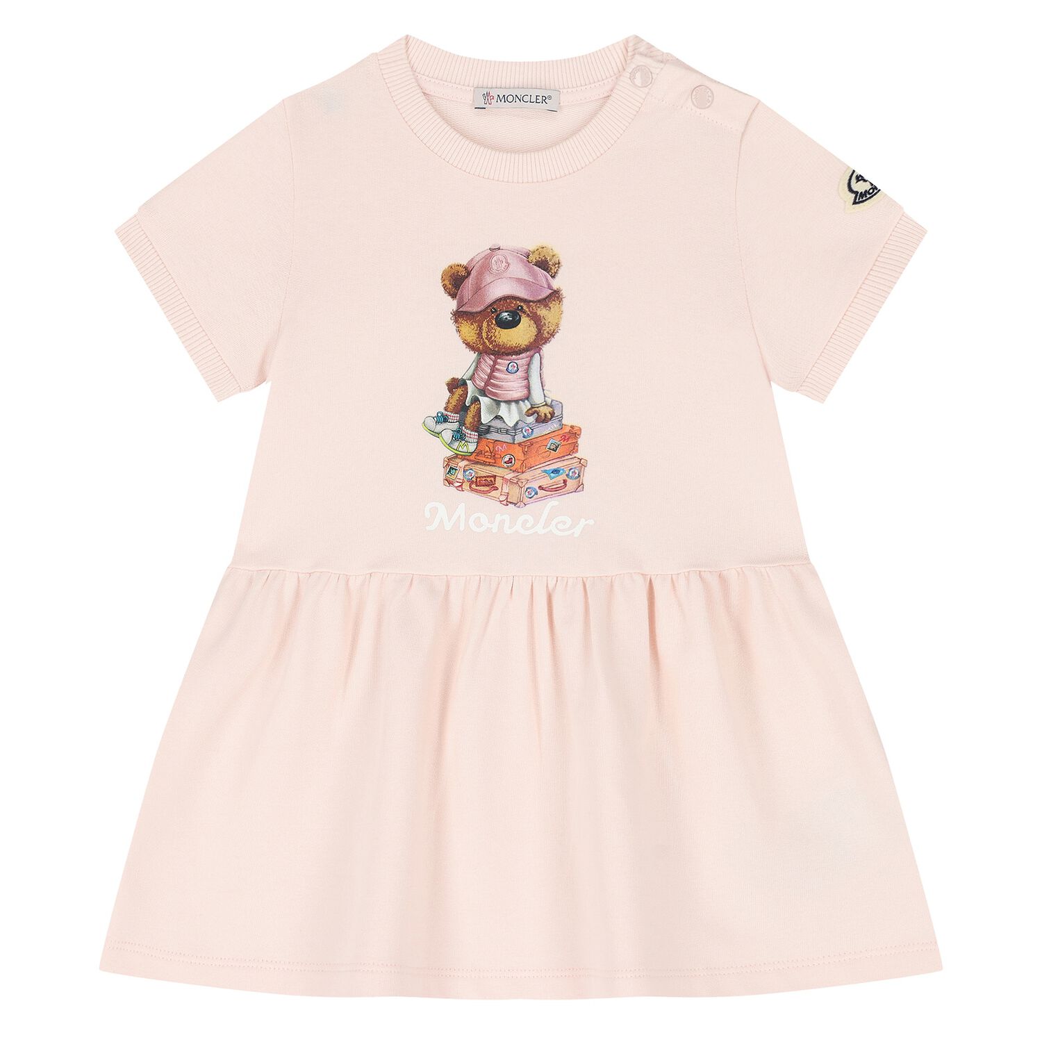 Younger Girls Pink Teddy Bear Dress, 1, hi-res
