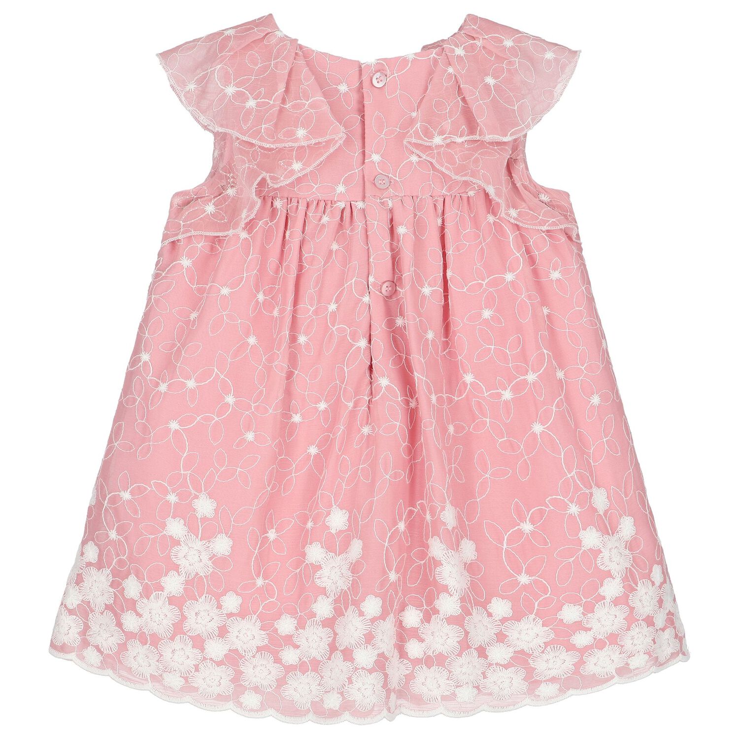 Younger Girls Pink Embroidered Dress, 1, hi-res