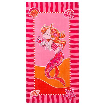 Girls Pink & Red Mermaid Towel