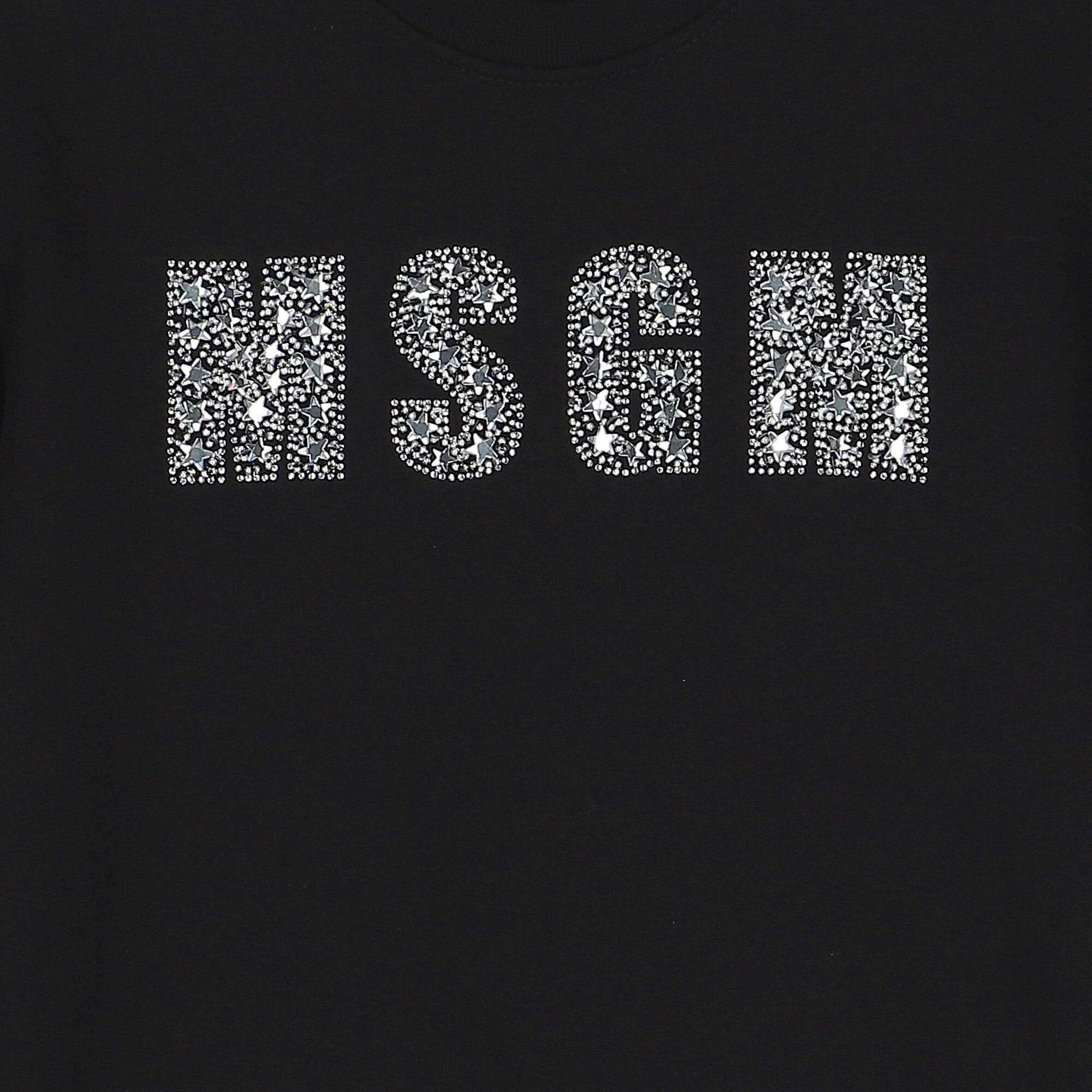MSGM Girls Black Embellished Logo Sweatshirt Dress Junior Couture UK