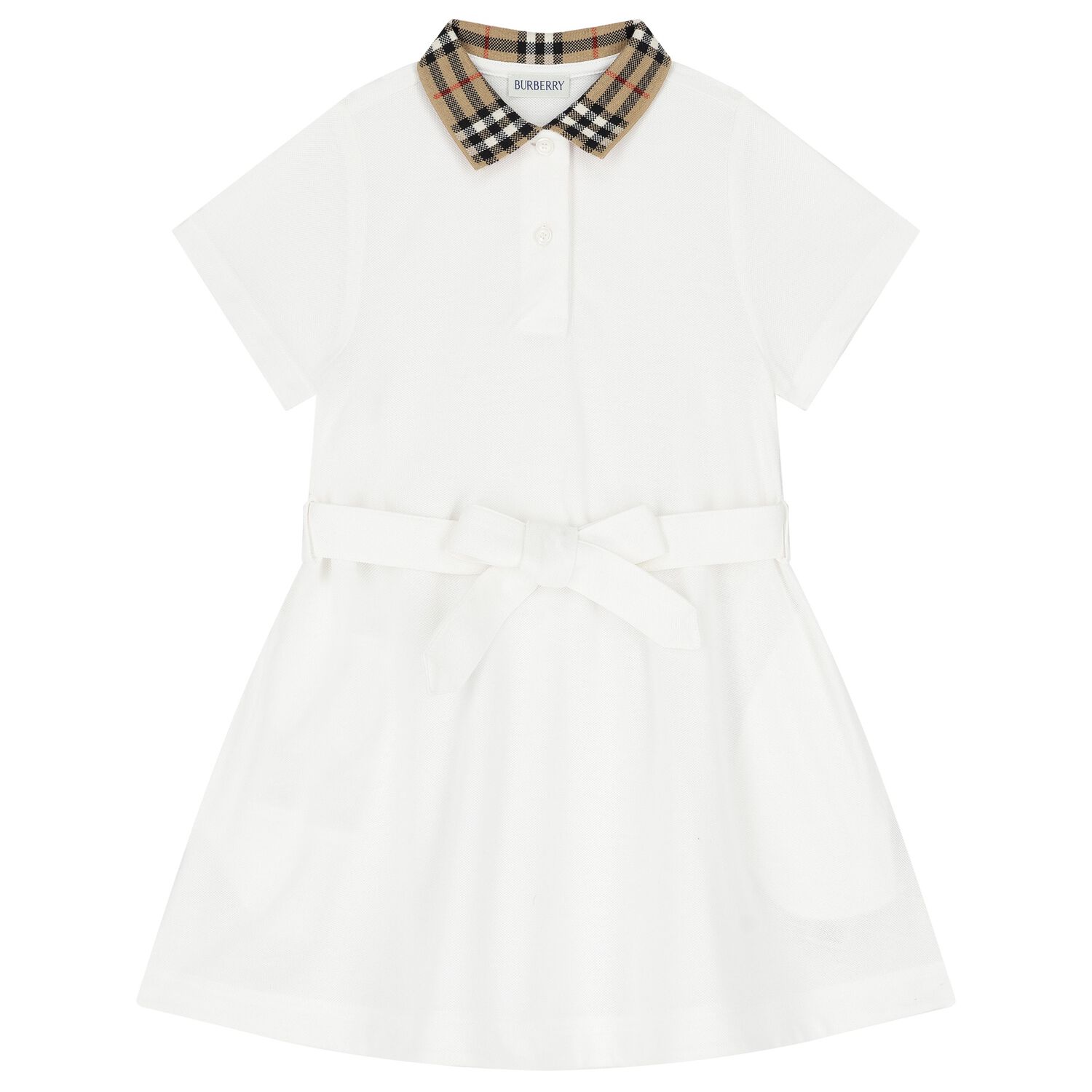 Girls White Logo Polo Dress, 1, hi-res image number null