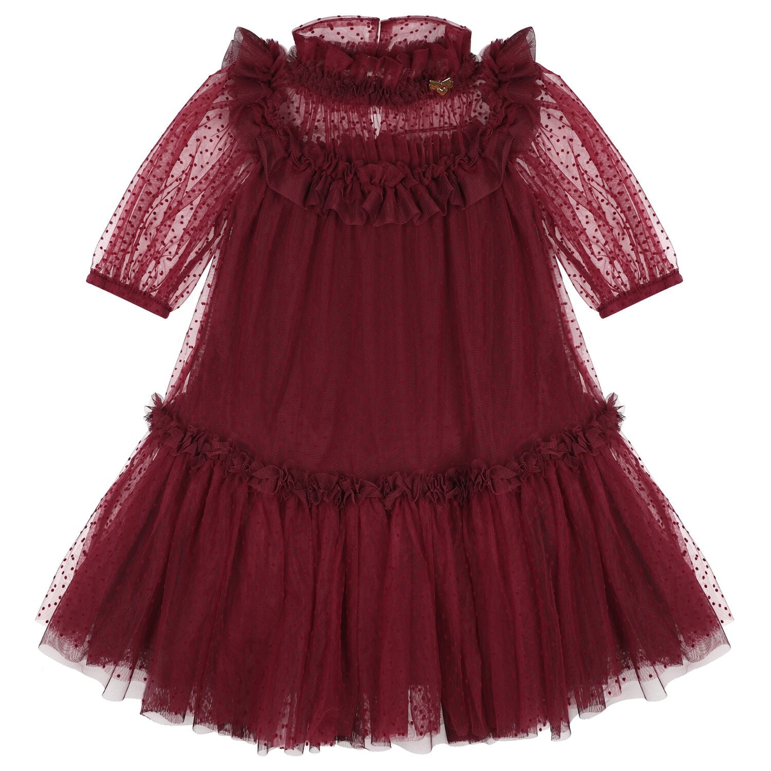 Girls Red Dots Tulle Myrtisa Dress, 1, hi-res