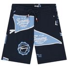 Boys Navy Blue Logo Shorts, 1, hi-res