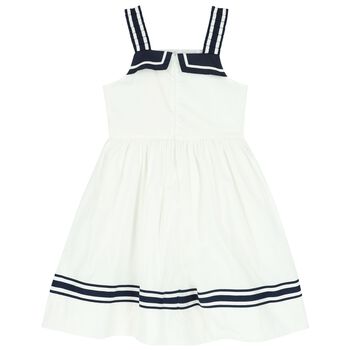 Girls White and Navy Blue Dress