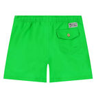 Boys Green Polo Bear Swim Shorts, 1, hi-res