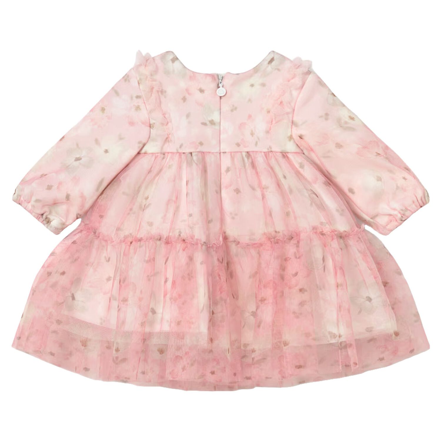 Baby Girls Pink Floral Tulle Dress, 2, hi-res