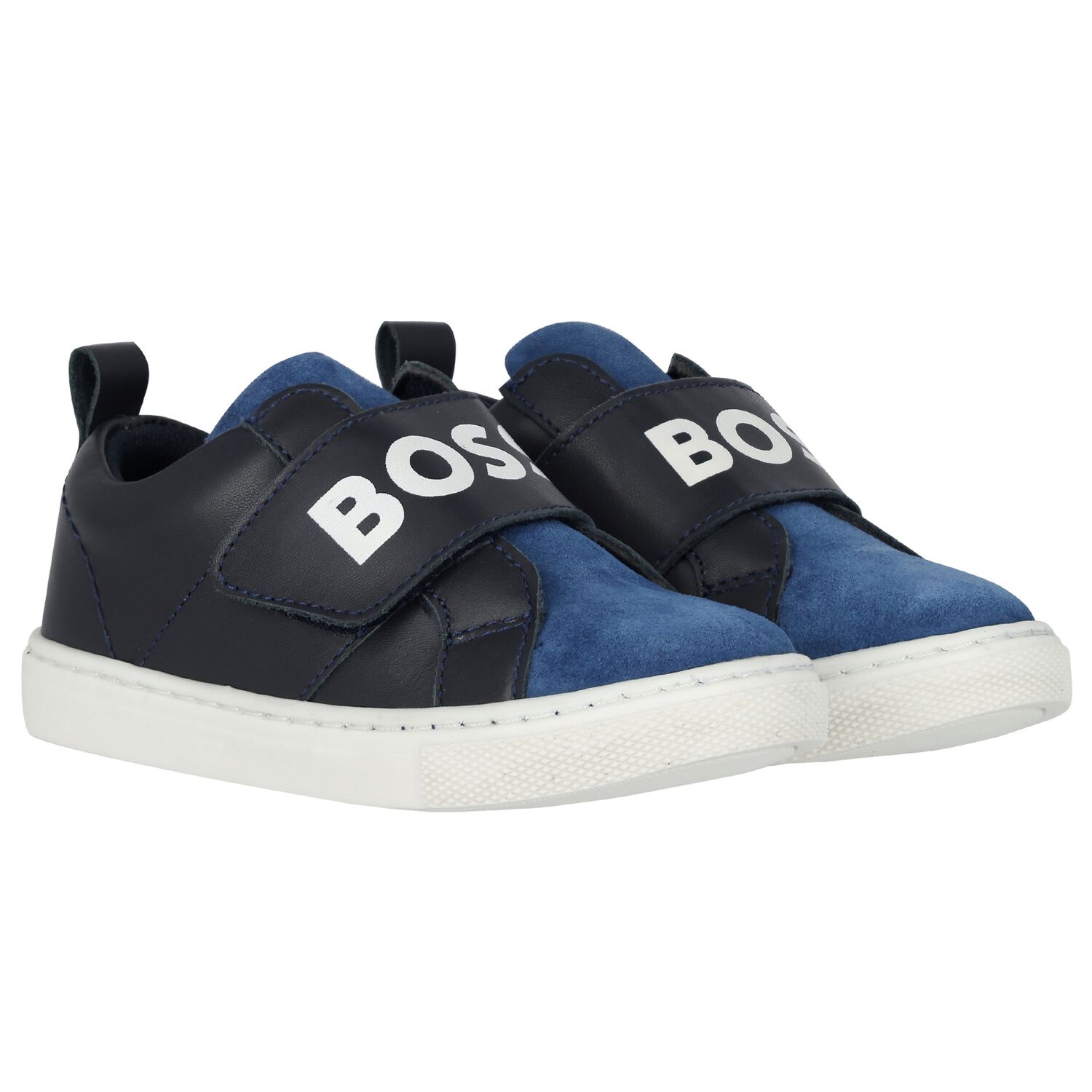 Boys Navy Blue Logo Trainers, 1, hi-res image number null