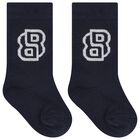 Baby Boys Blue Logo Socks ( 3-Pack ), 2, hi-res