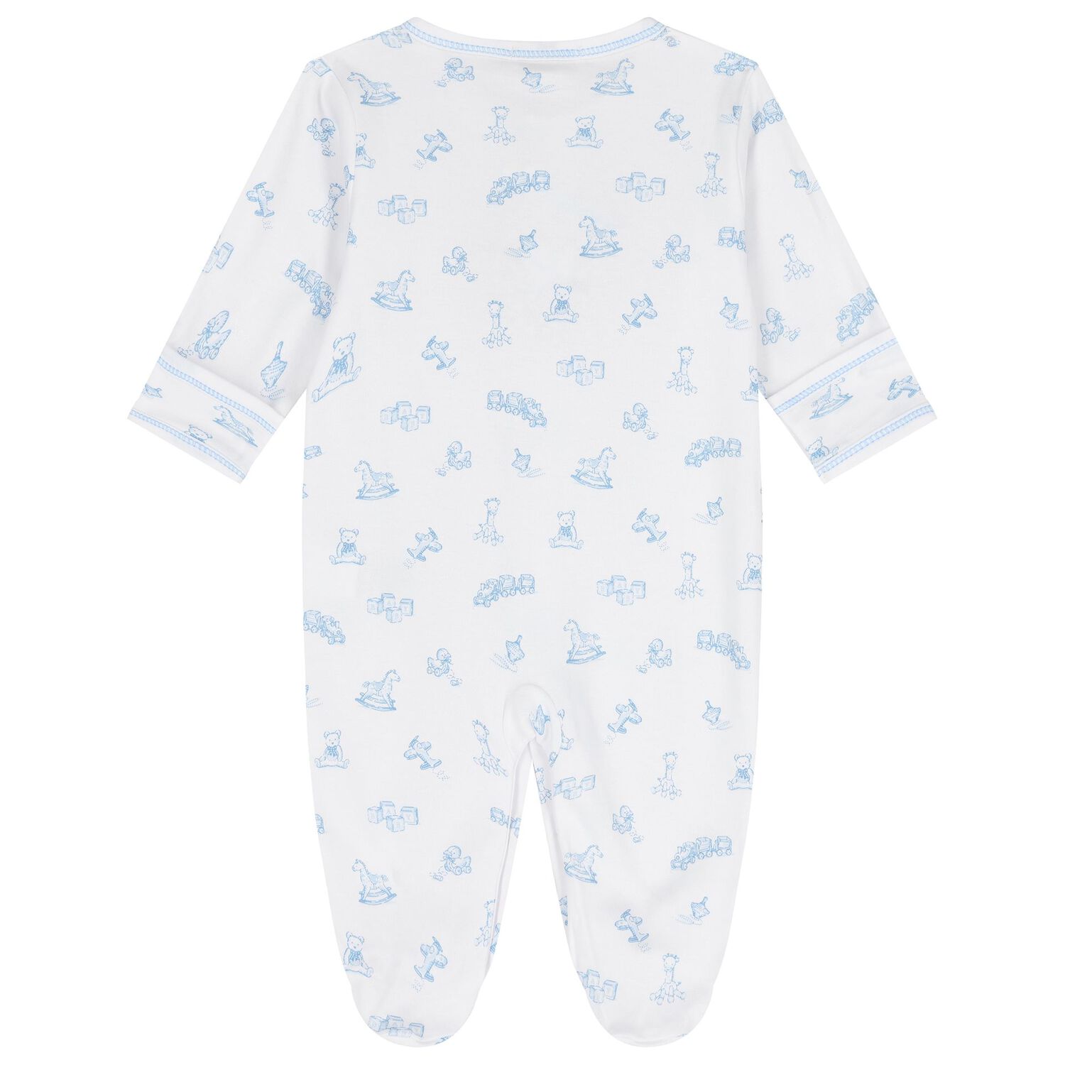 Baby Boys White & Blue Vintage Toy Treasures Babygrow, 1, hi-res image number null
