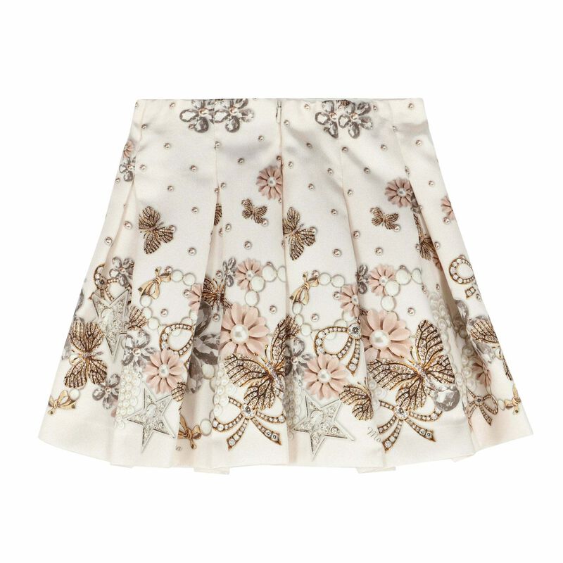 Girls Ivory & Gold Special Occasion Skirt, 1, hi-res image number null