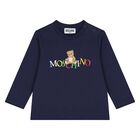Younger Navy Blue Teddy Bear Logo Long Sleeve Top, 2, hi-res