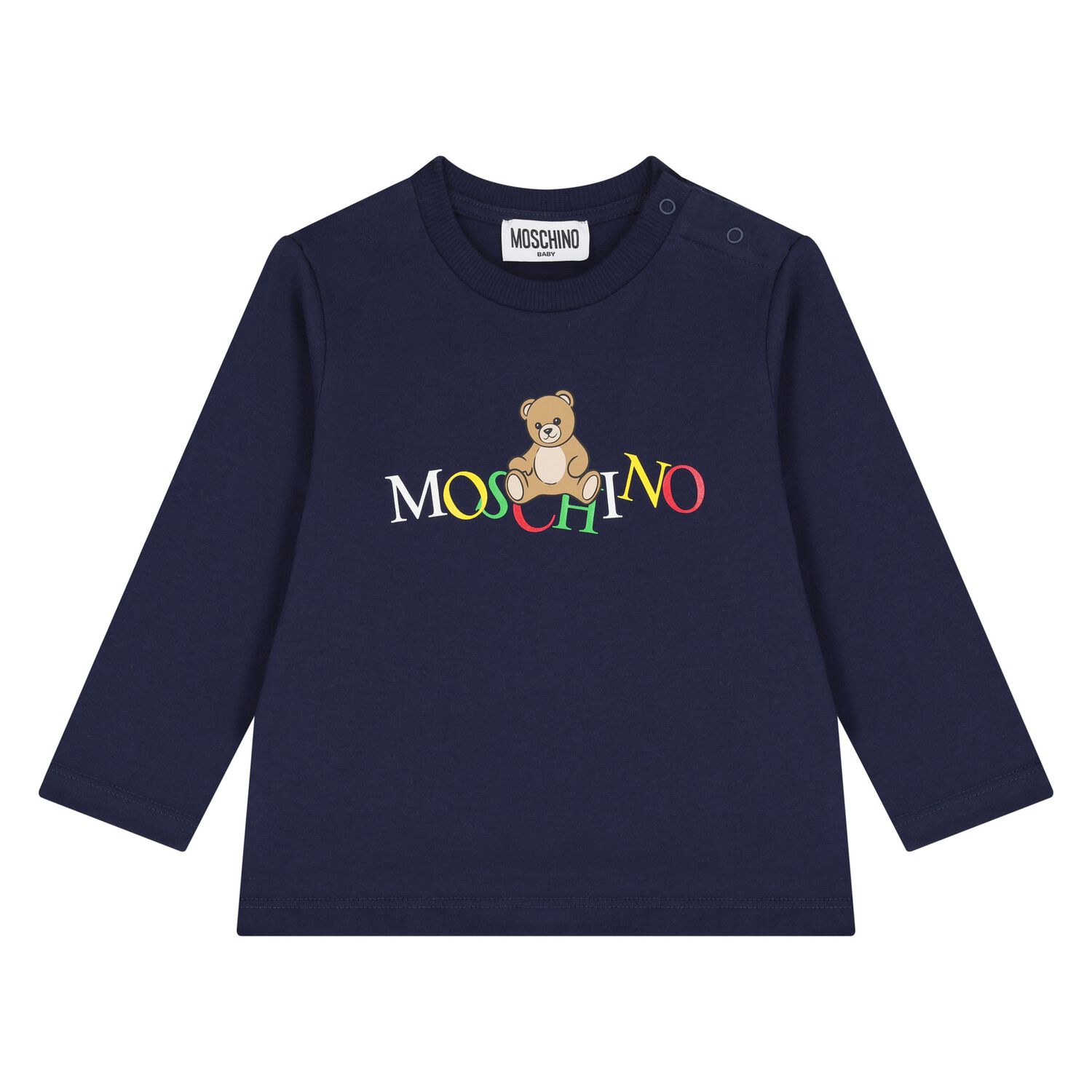 Younger Navy Blue Teddy Bear Logo Long Sleeve Top, 2, hi-res image number null