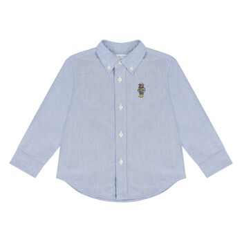 Baby Boys Blue Polo Bear Shirt