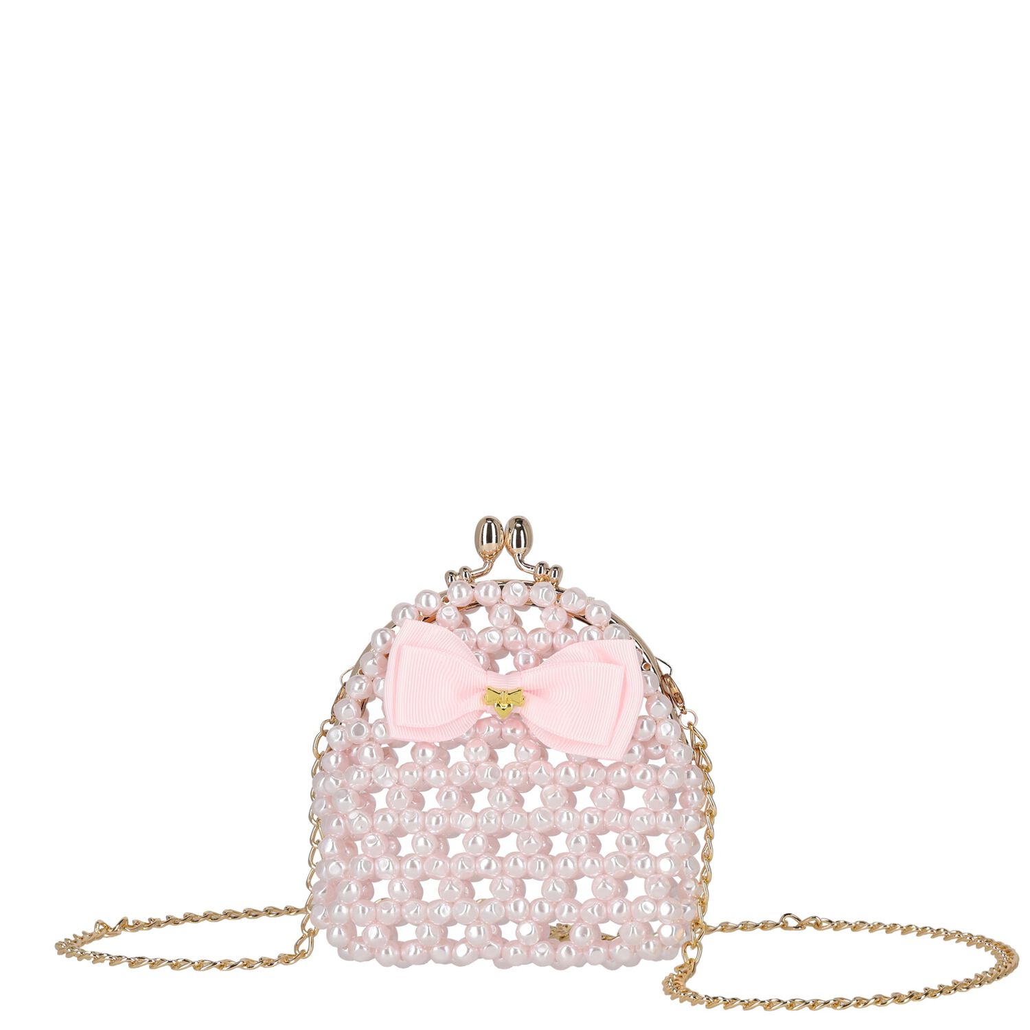 Girls Pink Pearl Handbag, 1, hi-res