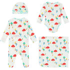 Baby Girls White Mushroom 4-Piece Set, 1, hi-res