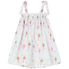 Girls White Ice Cream Beach Dress, 1, hi-res