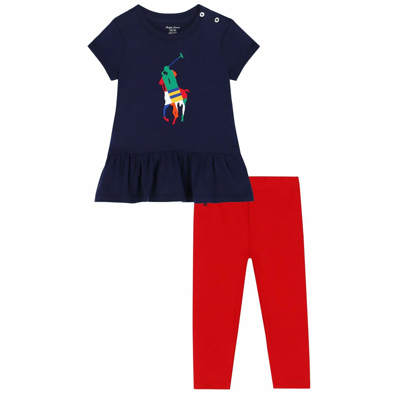 Baby Girls Navy & Red Logo Leggings Set, 1, hi-res