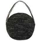 Girls Black Bow Tweed Handbag, 1, hi-res