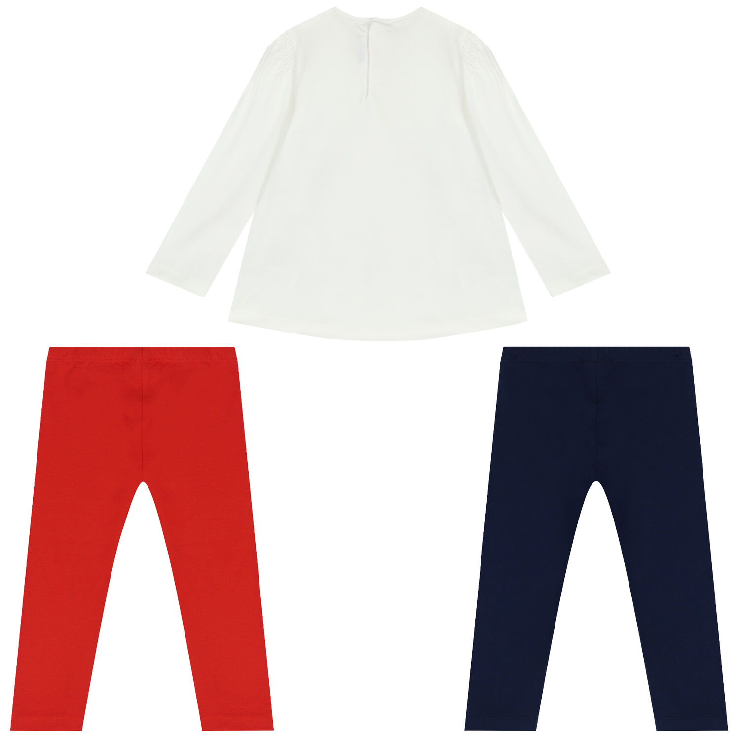 Younger Girls Ivory, Red & Navy Blue Leggings Set, 1, hi-res image number null