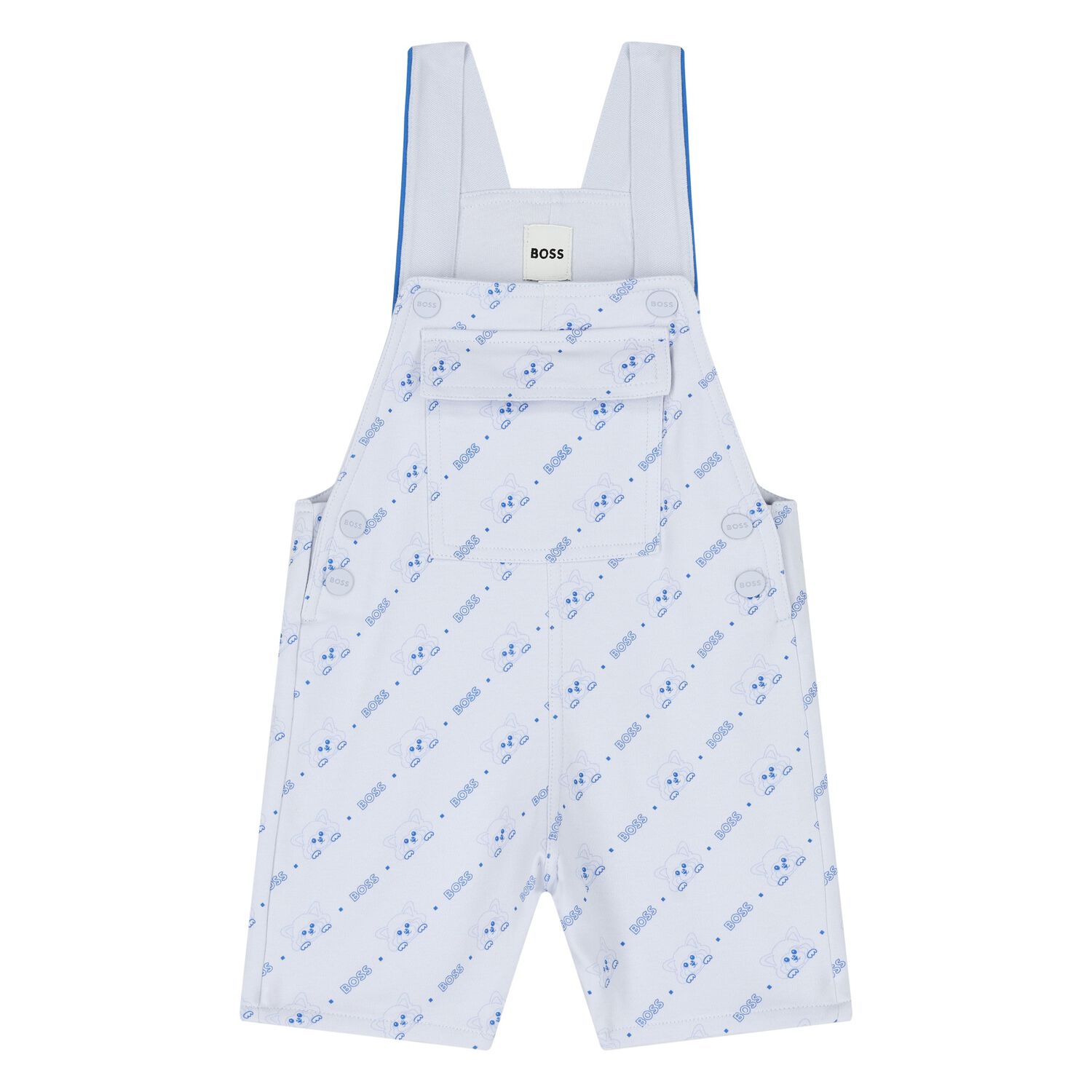 Baby Boys Blue Logo Dungaree, 1, hi-res