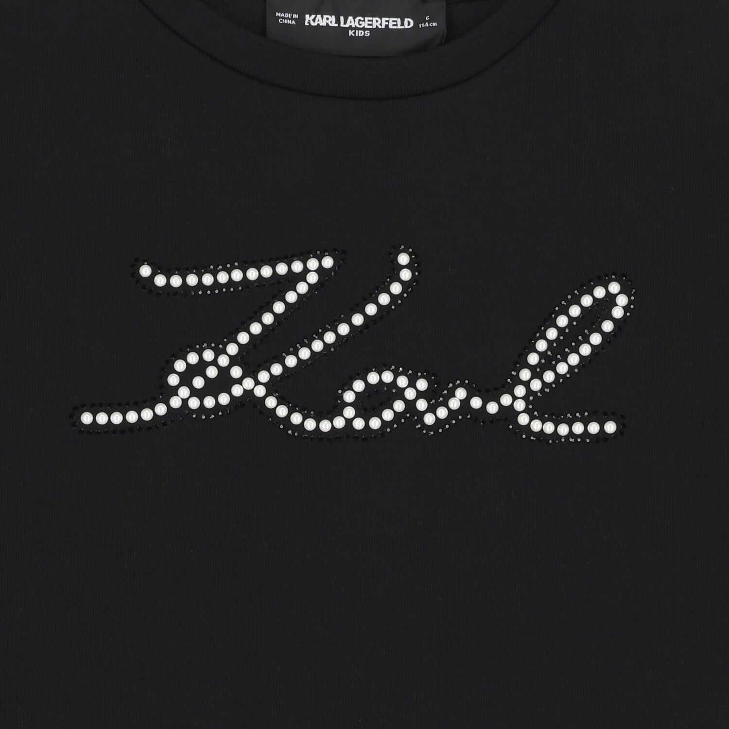 Mini Me Girls Black Logo Pearl Sweatshirt, 1, hi-res
