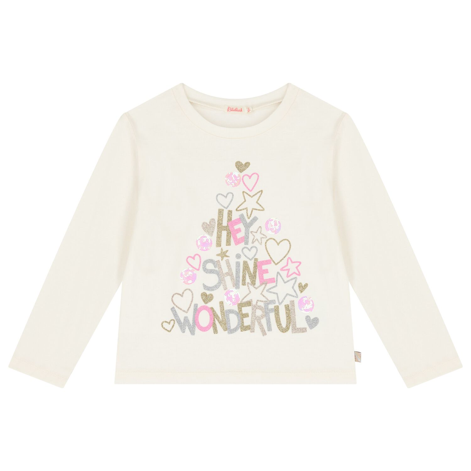 Girls Ivory Christmas Tree Long Sleeve Top, 1, hi-res image number null