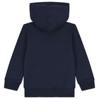 Boys Navy Blue Logo Hooded Top, 1, hi-res