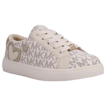 Girls Ivory & Gold Logo Trainers
