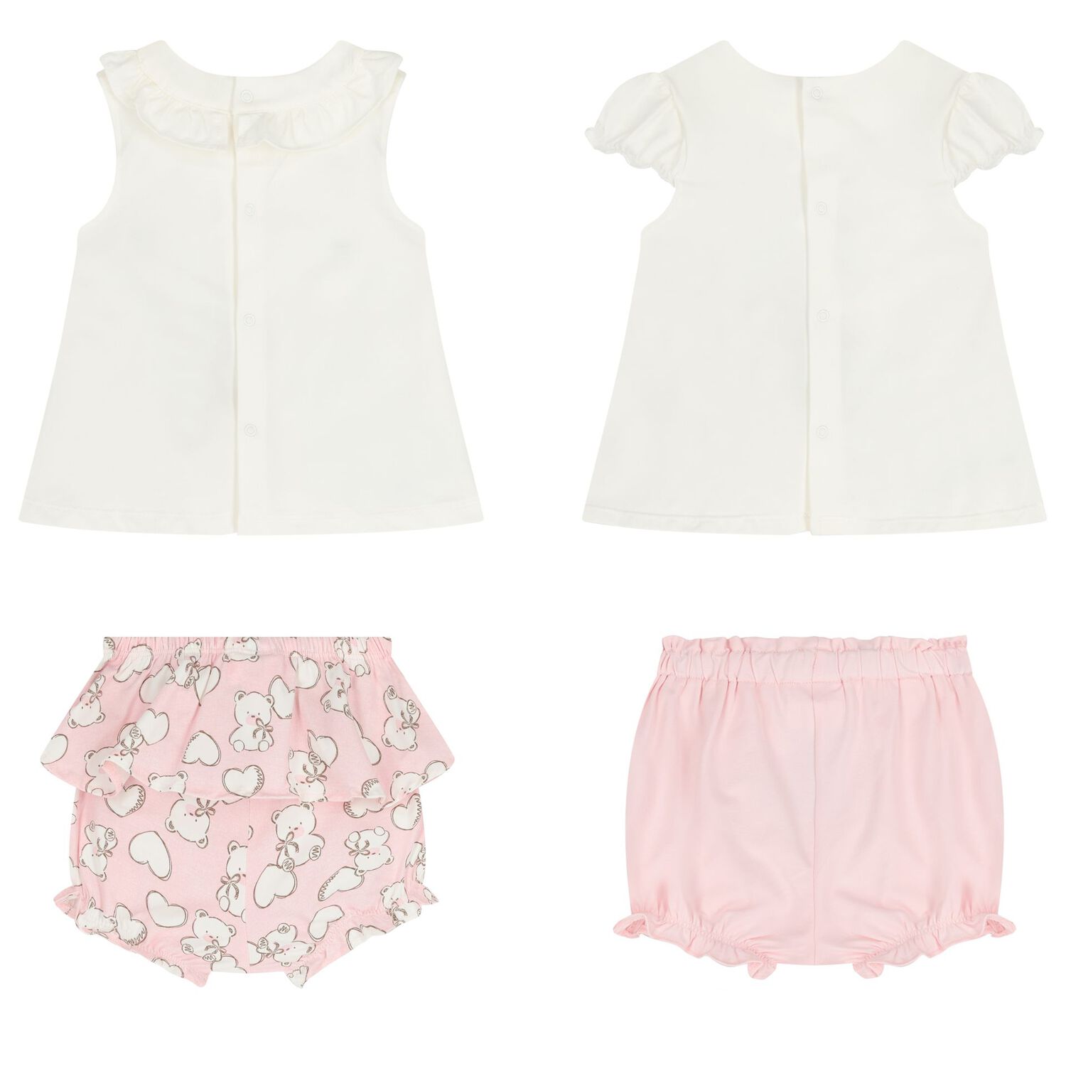 Baby Girls Ivory & Pink Shorts Set ( 2-Pack ), 2, hi-res