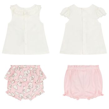Baby Girls Ivory & Pink Shorts Set ( 2-Pack )