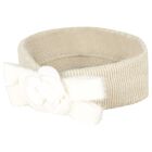 Baby Girls Ivory Flower & Bow Headband, 1, hi-res