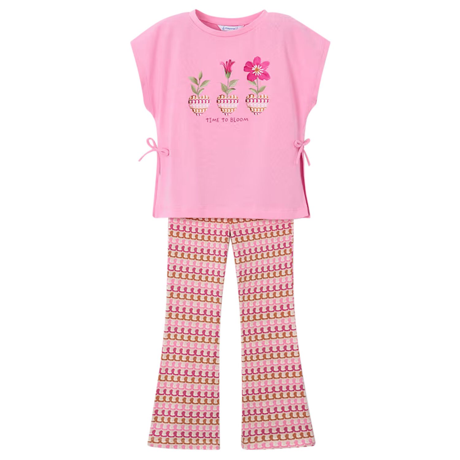 Girls Pink Flower Leggings Set, 3, hi-res