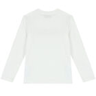White Teddy Bear Logo Long Sleeve Top, 1, hi-res
