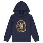Boys Navy Blue Polo Bear Hooded Top, 1, hi-res