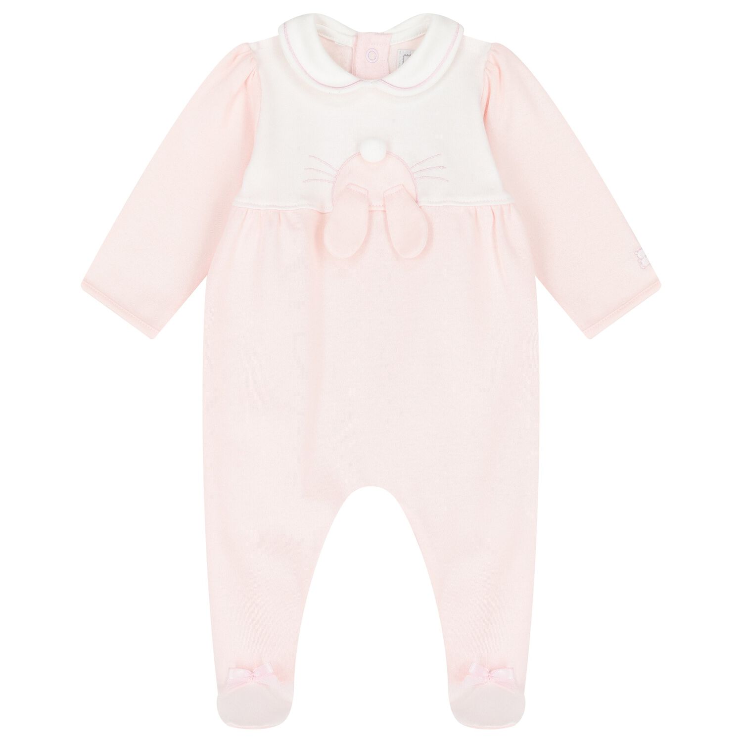 Baby Girls White & Pink Babygrow, 1, hi-res image number null